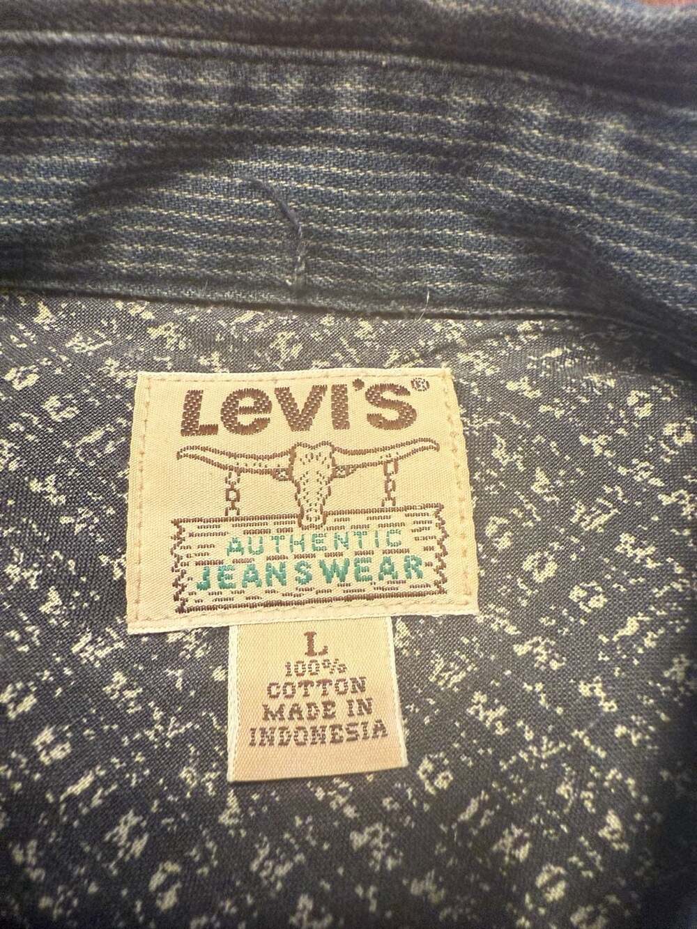 Levi's Authentic Jeanswear Pinstripe Western Snap Button Shirt Size L - Picture 4 of 5
